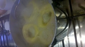 bagels boiling with a bit of treacle